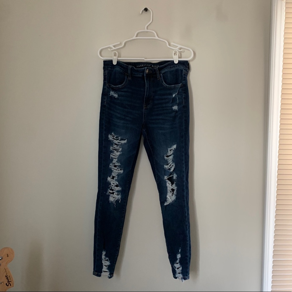 Ripped American Eagle jeans, dark wash